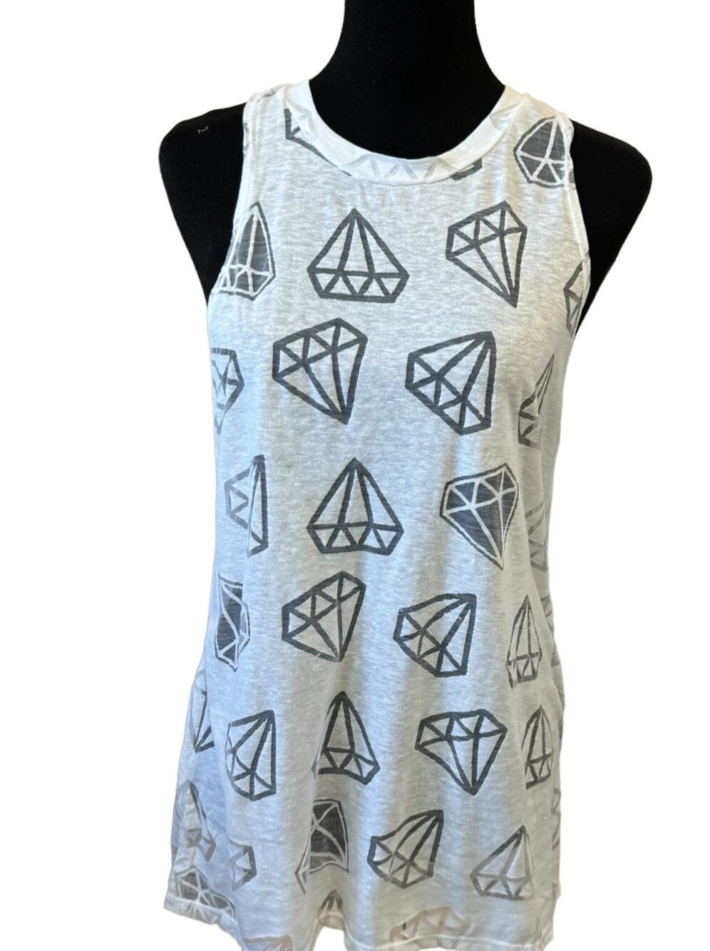 New ~ TEREZ ~ Diamond Burnout Racerback Tank Top Size L